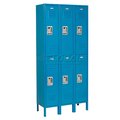 Global Industrial Double Tier Locker, 12x15x36, 6 Door Ready To Assemble, Blue 254126BL